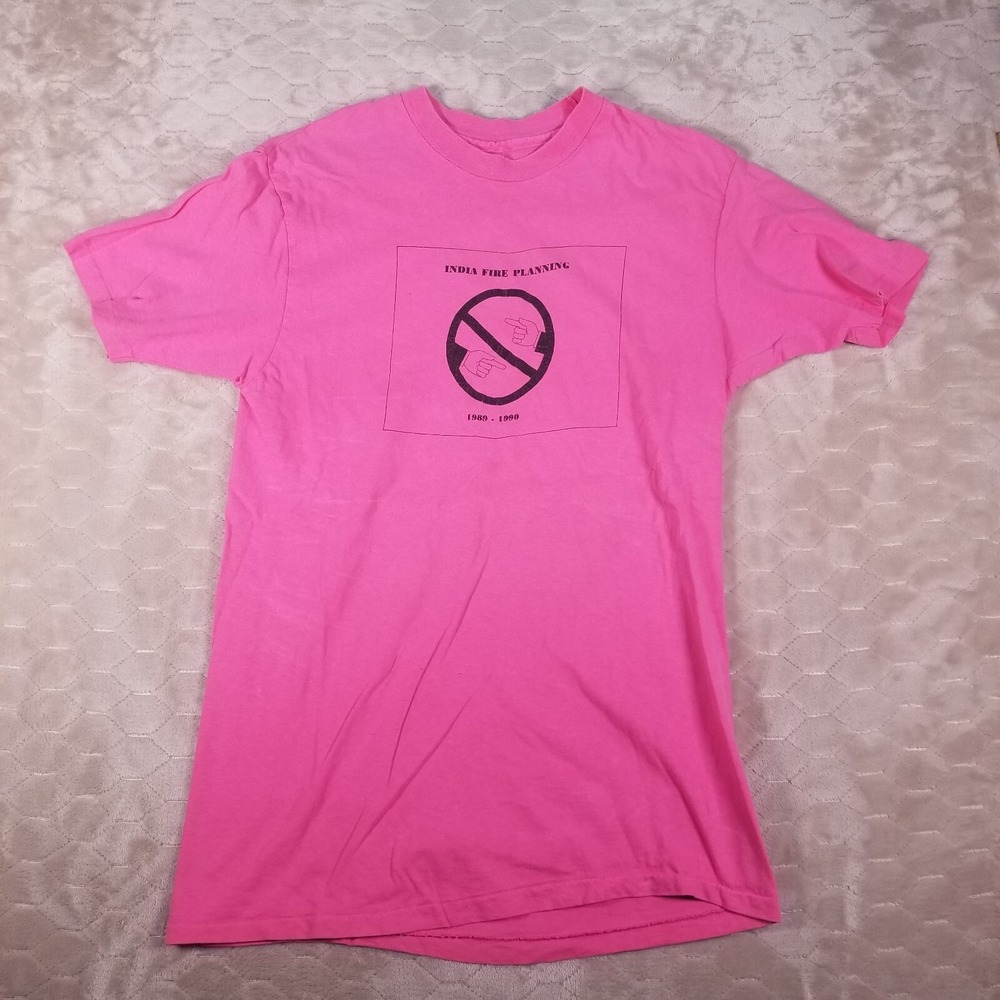 Random Vintage Pink Shirt Sz M/L India Fire Planning Single Stitch